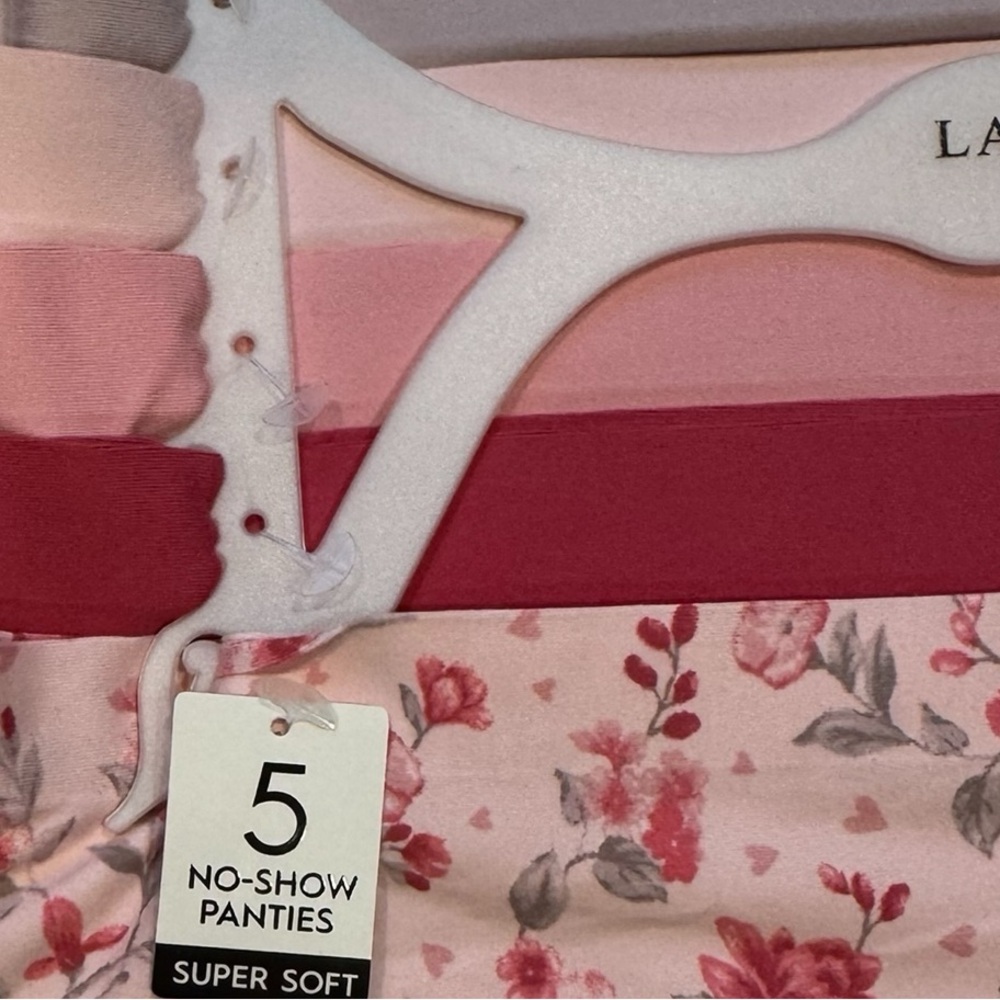 LAURA ASHLEY 5 Pack Super Soft No Show Panties Floral Pink NWT Large - Picture 4 of 13
